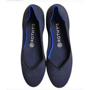 Rothys Rounded Toe Flats Midnight Metallic Herringbone Size 8 NIB Office Retired